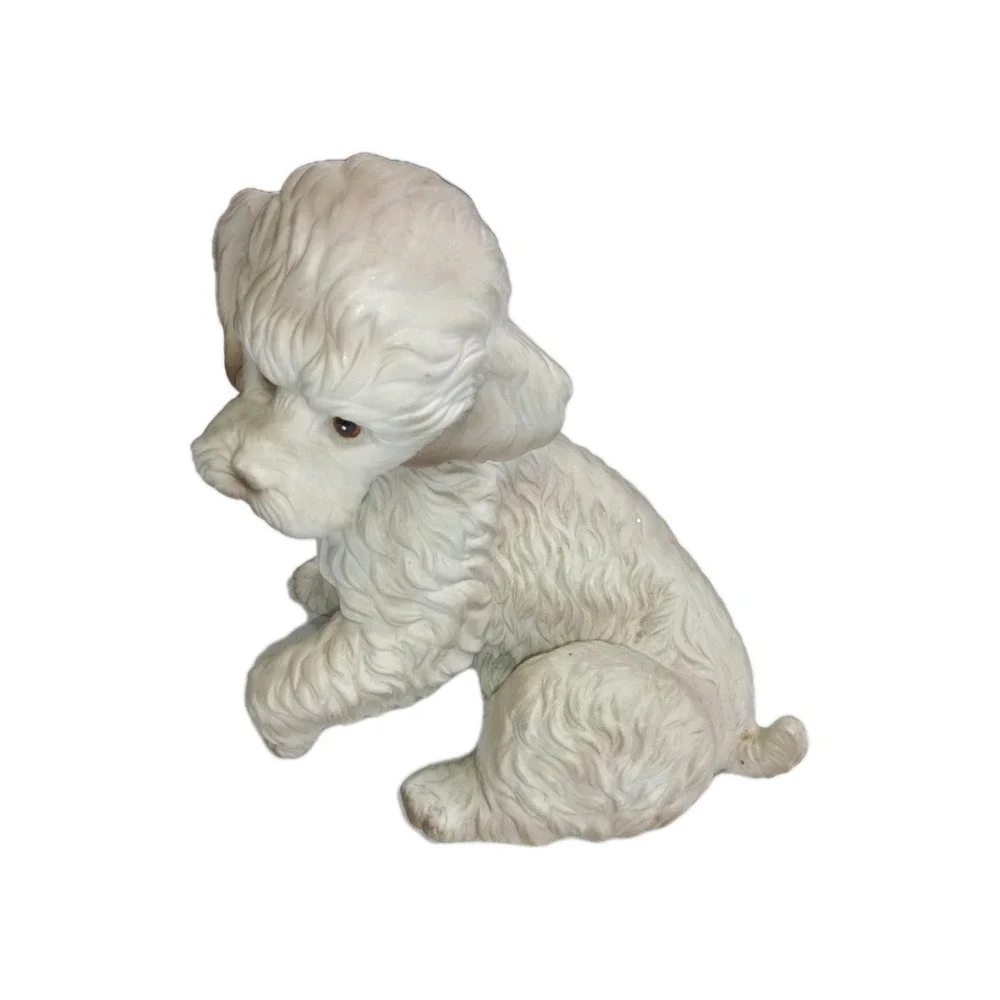 Vintage Poodle Puppy Figurine Seated By Royal Crown Porcelain Bisque Japan‎ 7